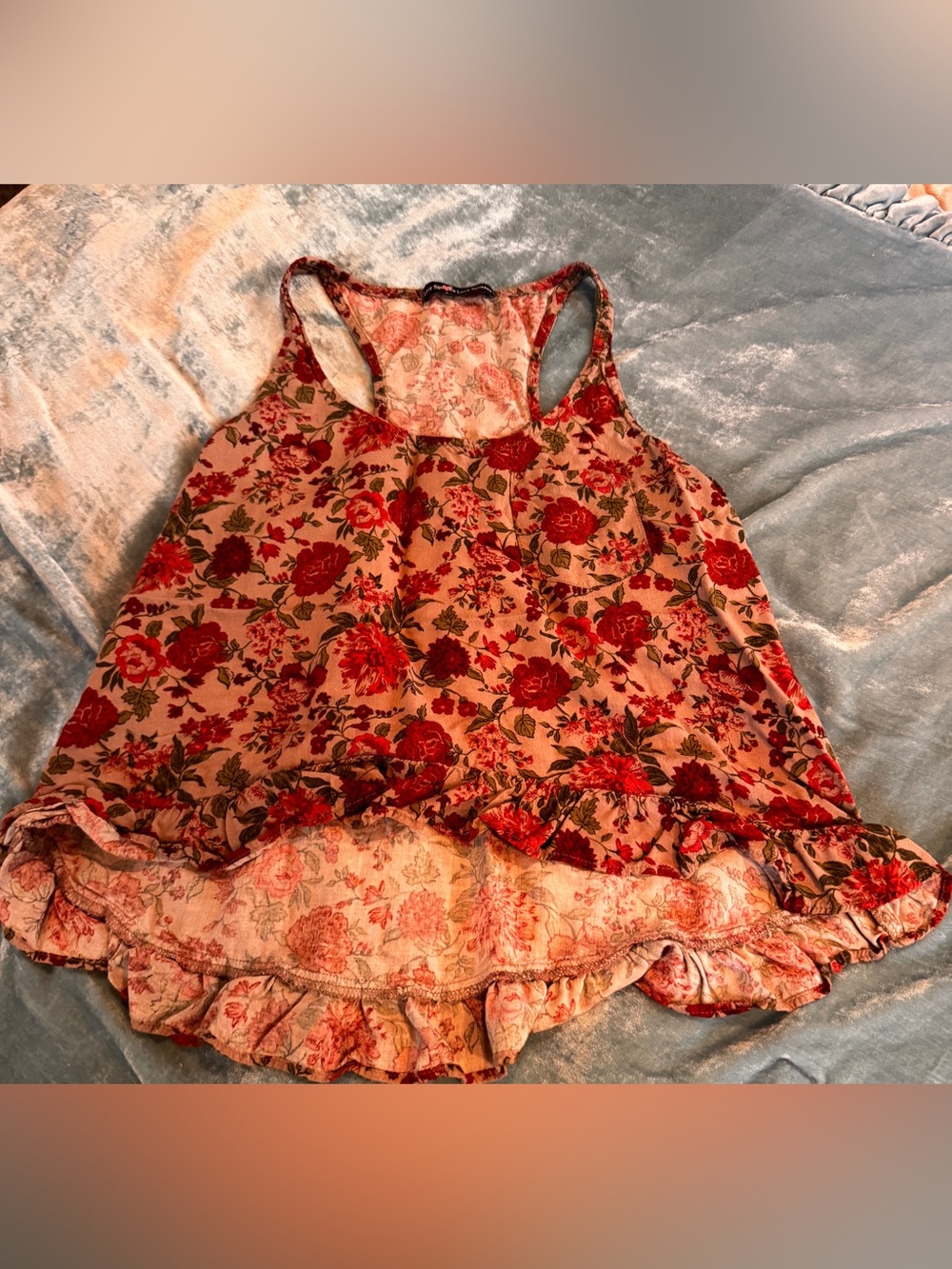 Love Squared Red Floral Ruffle Racerback Cami firm price
